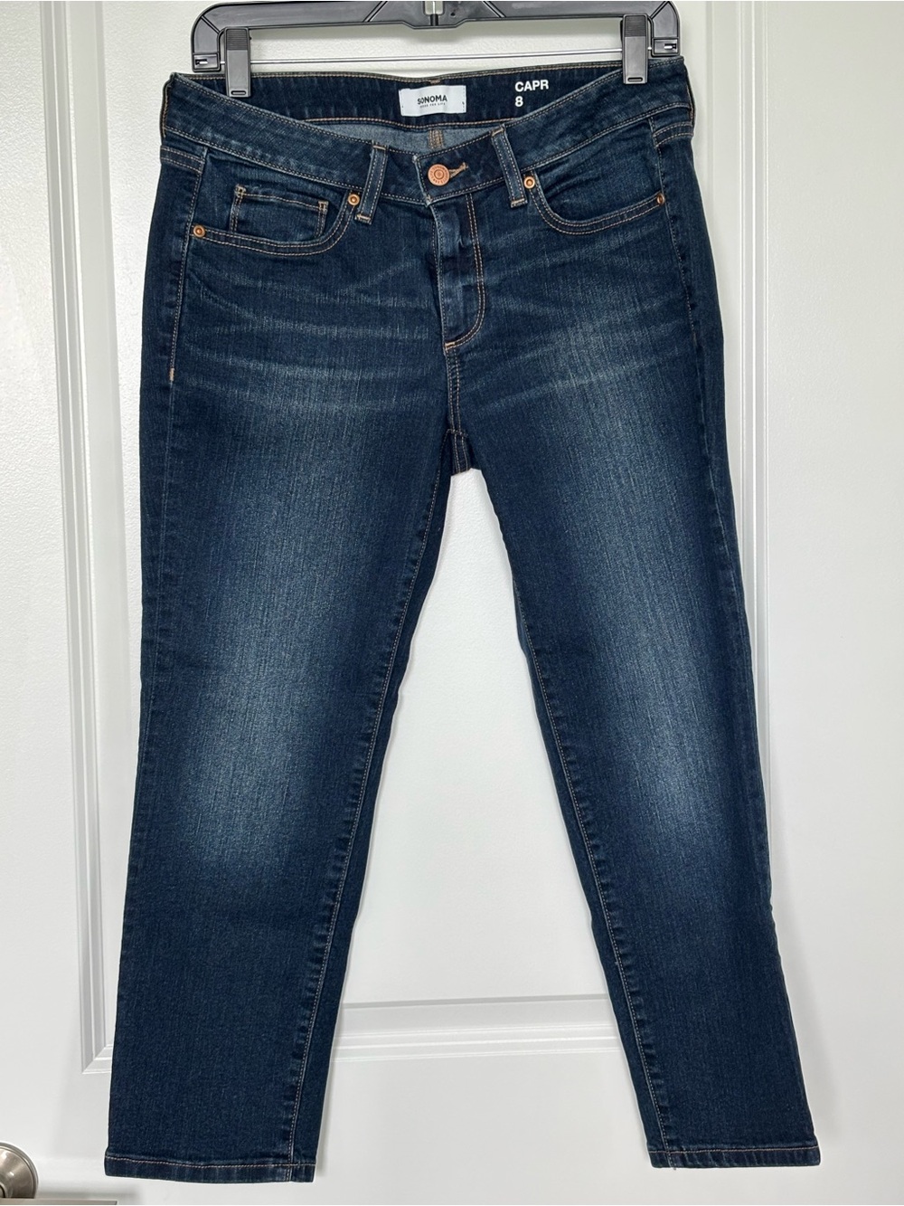 Sonoma Goods For Life Capri Jeans Size 8 Dark Wash Stretch Denim NWOT